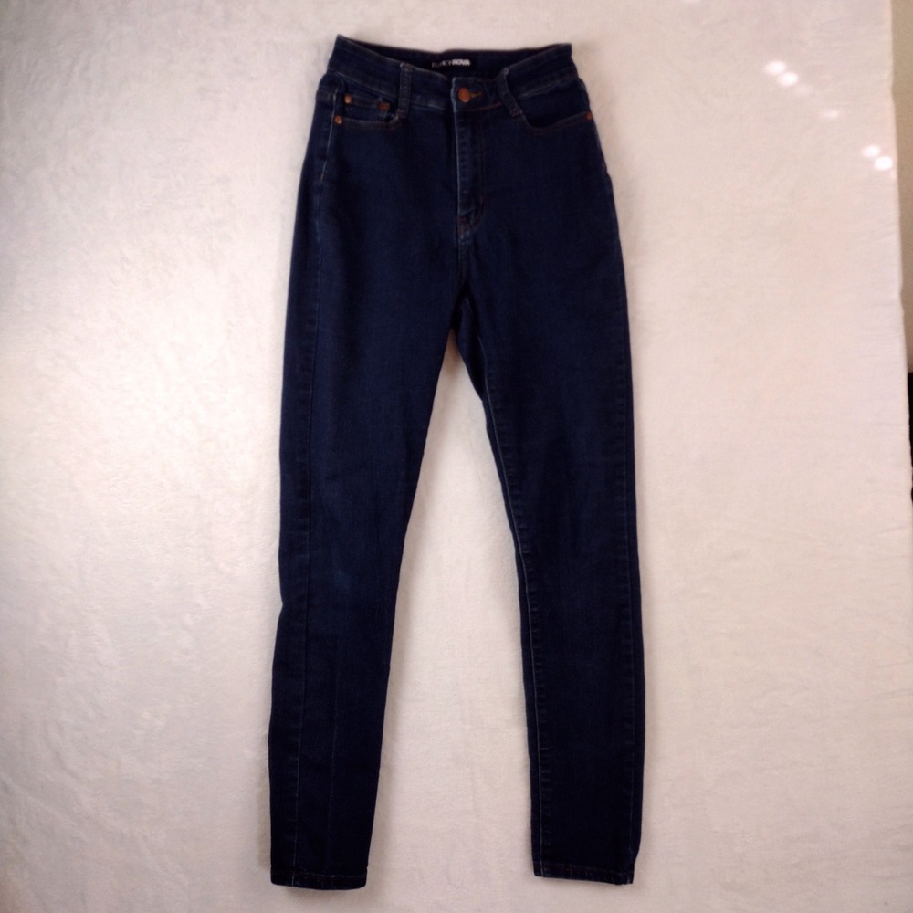Fashion Nova Dark Wash‎ High Rise Skinny Jeans Size 5/6 Blue Denim